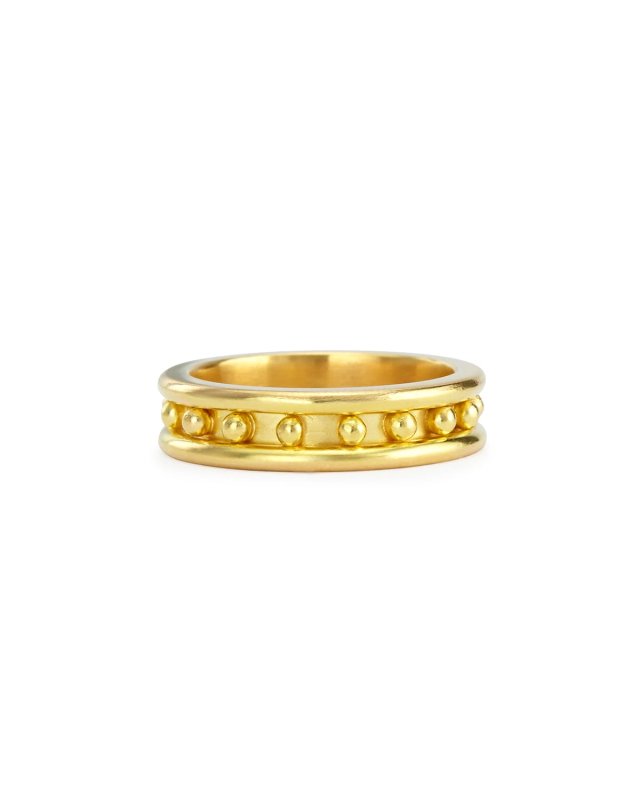 19K Gold Granulated Stack Ring, Size